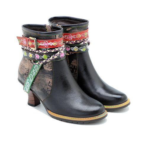 Retro Handmade Sexy Buckle Ankle Boots