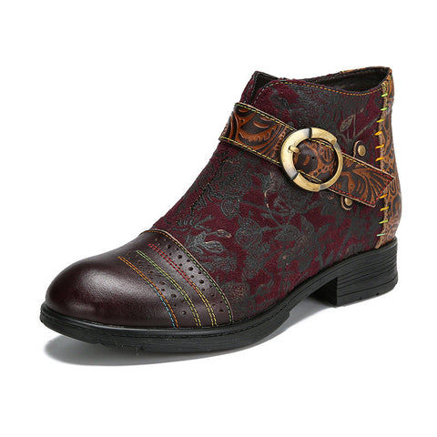 Handmade Sexy Buckle Ankle Boots