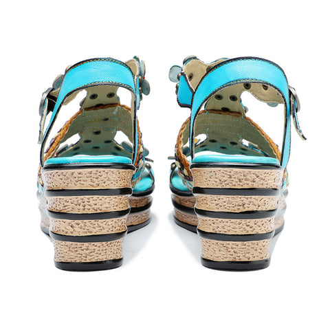 Printed Leather Handmade Floral Sandals