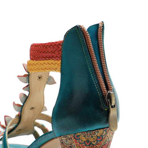 Vintage Woven Strap Splicing Fashion Sandals