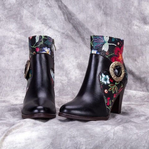 Embossed Calfskin Vintage Comfy Boots