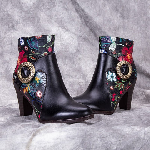 Embossed Calfskin Vintage Comfy Boots