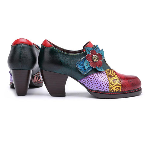 Stitching Delicate Flower Embossed Pumps