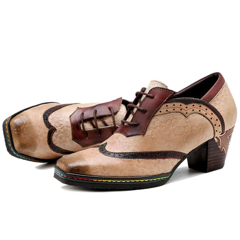 Bohemian Hand-printed Leather Pumps