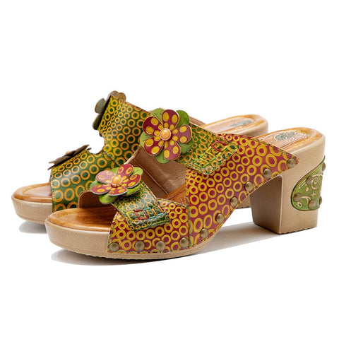 Vintage Handmade Fish Mouth Floral Sandals