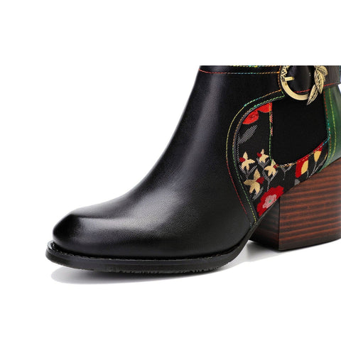 Vintage Handmade Stitching Comfort Ankle Boots