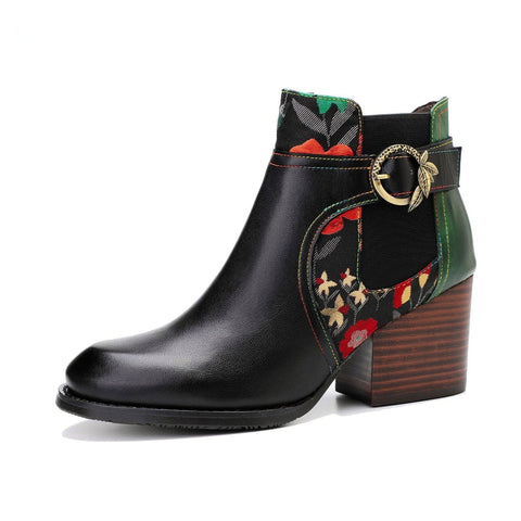 Vintage Handmade Stitching Comfort Ankle Boots