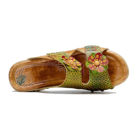 Vintage Handmade Fish Mouth Floral Sandals
