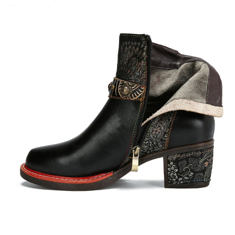 Vintage Handmade Comfort Chunky Heel Booties