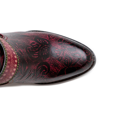 QueenBoho Handmade Floral Embossed Embroidery Elegant Boots