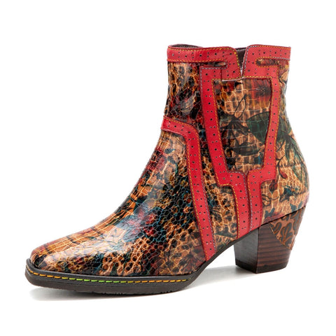 Colorful Handmade Low Heel Ankle Boots