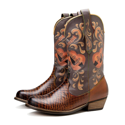 Fish Pattern Cowboy Boots