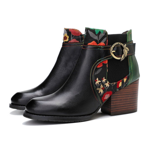 Vintage Handmade Stitching Comfort Ankle Boots