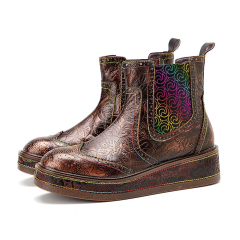 Retro Leather Comfy Casual Ankle Boots