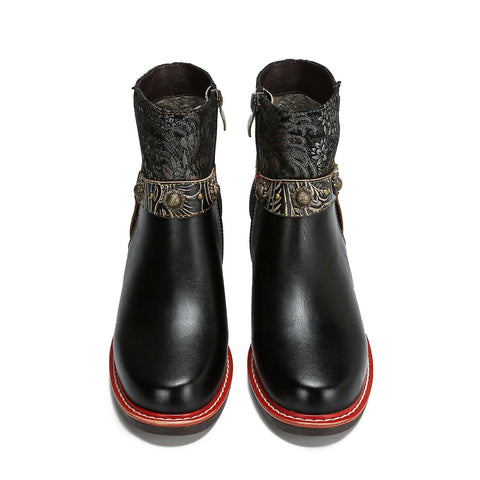 Vintage Handmade Comfort Chunky Heel Booties