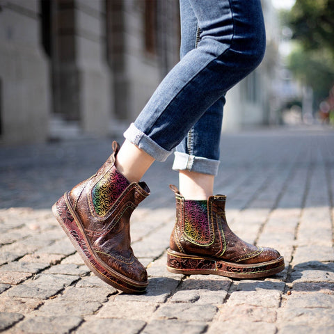 Retro Leather Comfy Casual Ankle Boots