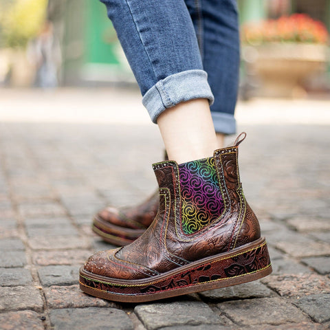 Retro Leather Comfy Casual Ankle Boots