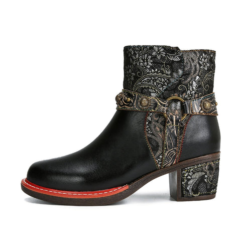 Vintage Handmade Comfort Chunky Heel Booties