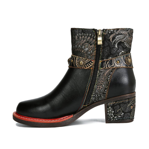 Vintage Handmade Comfort Chunky Heel Booties