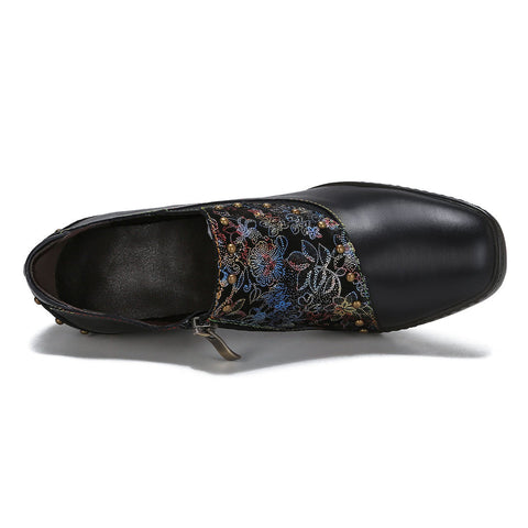 Retro Leather Hand-painted Pumps