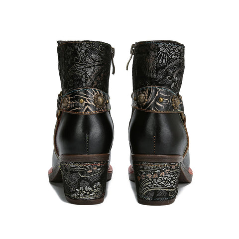 Vintage Handmade Comfort Chunky Heel Booties