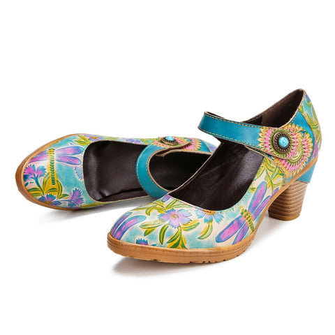 Vintage Hand-Painted Artistic Refreshing High Heels