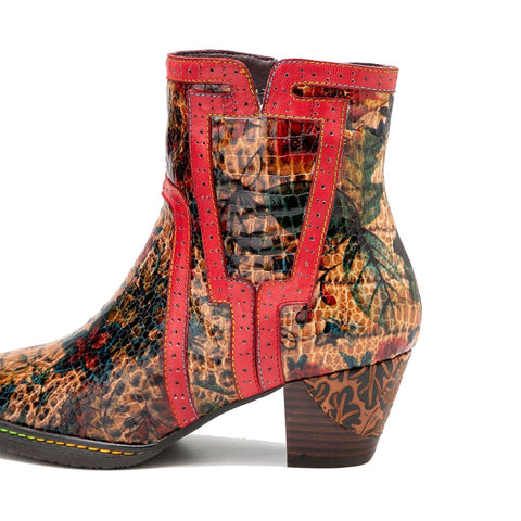 Colorful Handmade Low Heel Ankle Boots
