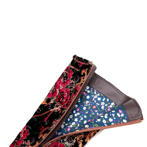 QueenBoho Handmade Floral Embossed Embroidery Elegant Boots