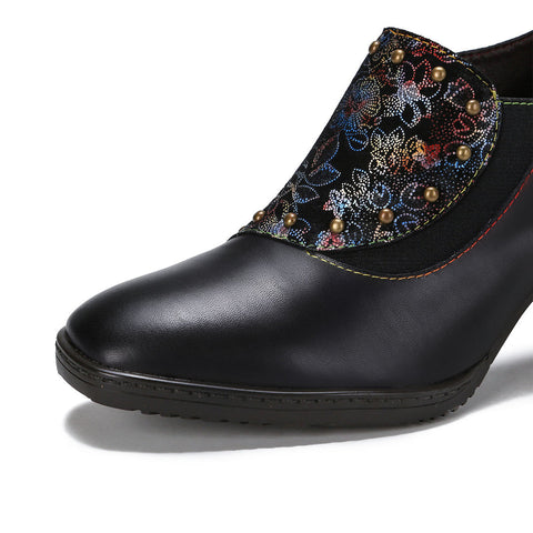 Retro Leather Hand-painted Pumps