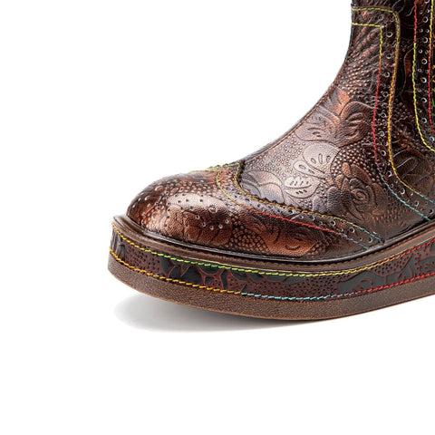 Retro Leather Comfy Casual Ankle Boots