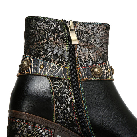 Vintage Handmade Comfort Chunky Heel Booties