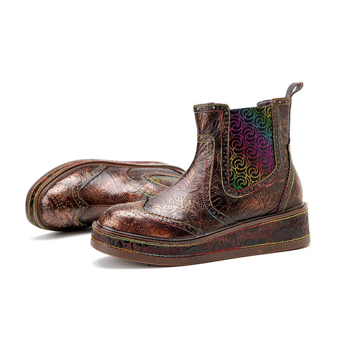 Retro Leather Comfy Casual Ankle Boots