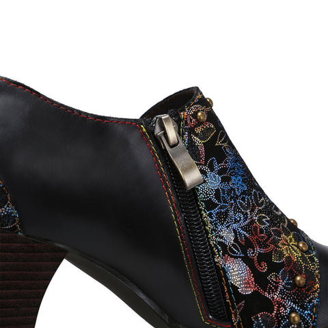 Retro Leather Hand-painted Pumps