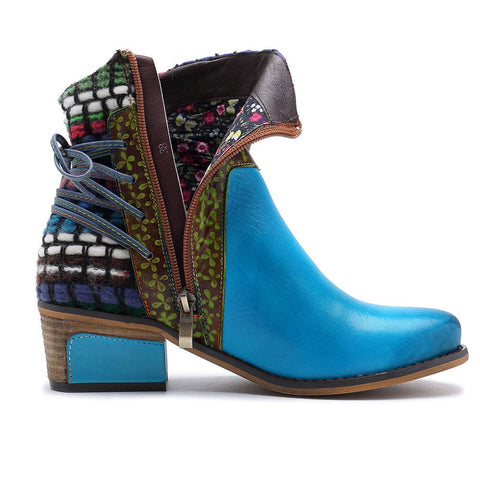 QueenBoho Handmade Full genuine Leather Denim Super Comfortable Boots
