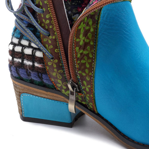 QueenBoho Handmade Full genuine Leather Denim Super Comfortable Boots