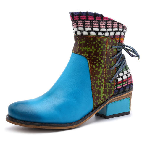 QueenBoho Handmade Full genuine Leather Denim Super Comfortable Boots