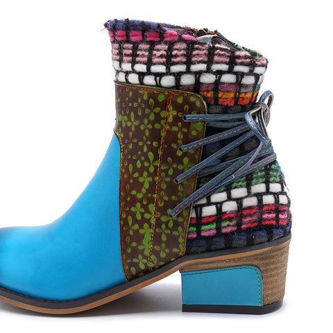 QueenBoho Handmade Full genuine Leather Denim Super Comfortable Boots
