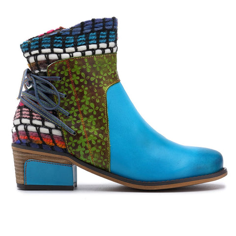 QueenBoho Handmade Full genuine Leather Denim Super Comfortable Boots
