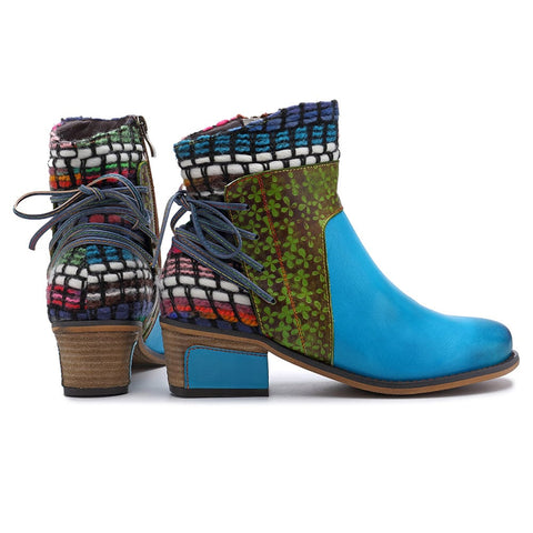QueenBoho Handmade Full genuine Leather Denim Super Comfortable Boots