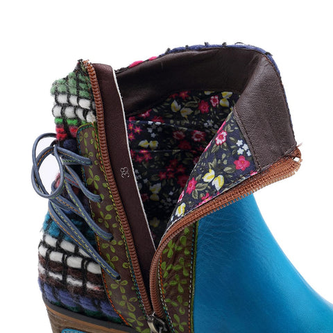 QueenBoho Handmade Full genuine Leather Denim Super Comfortable Boots