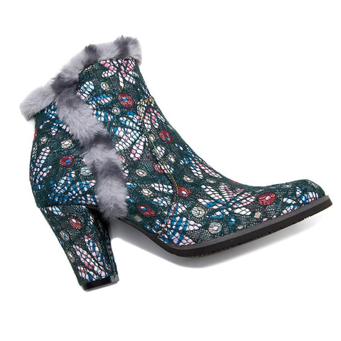vintage faux fur collar boots