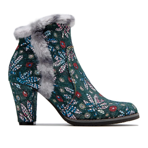 vintage faux fur collar boots